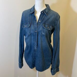 AG fitted distressed denim shirt